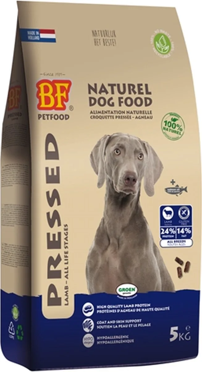 Geperst Lam & Rijst Premium - Hondenvoer - 5 kg by Biofood – product photo