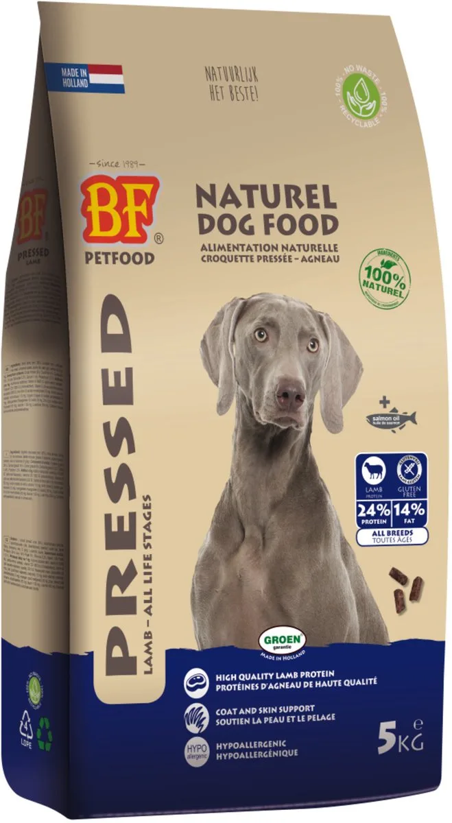 Geperst Lam & Rijst Premium - Hondenvoer - 5 kg de Biofood – photo produit