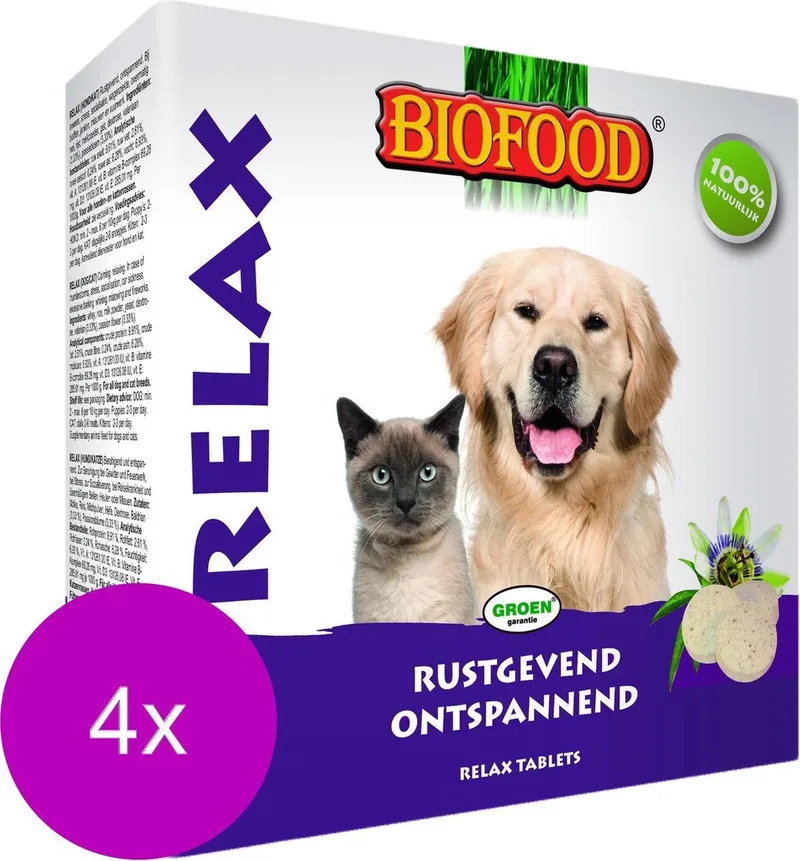 Gistsnoepjes Relax Hond/Kat - Hondensnacks - 4 x Naturel 100 stuks de Biofood – photo produit