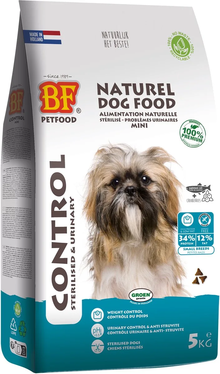 Hondenvoer Small Breed BF Petfood - Tarwevrij, Met Prebiotica - 5kg de Biofood – photo produit