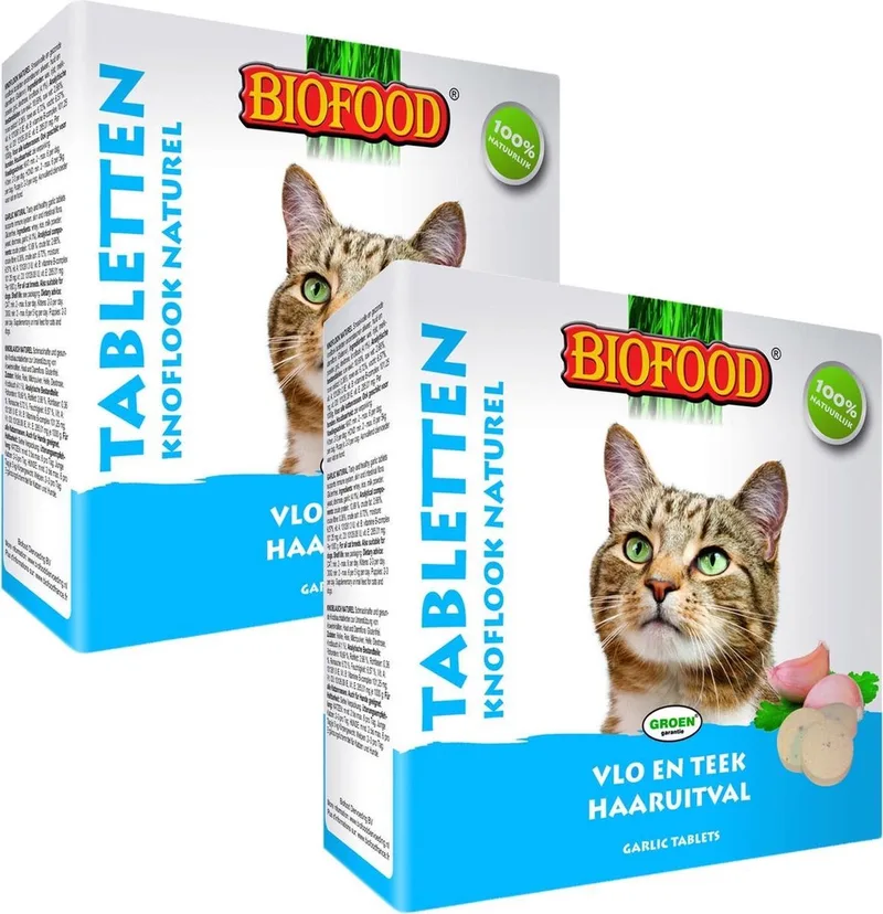 Huid & Vacht - Kat - Snack - Glutenvrij - Knoflook - 2 x 60 gr de Biofood – photo produit