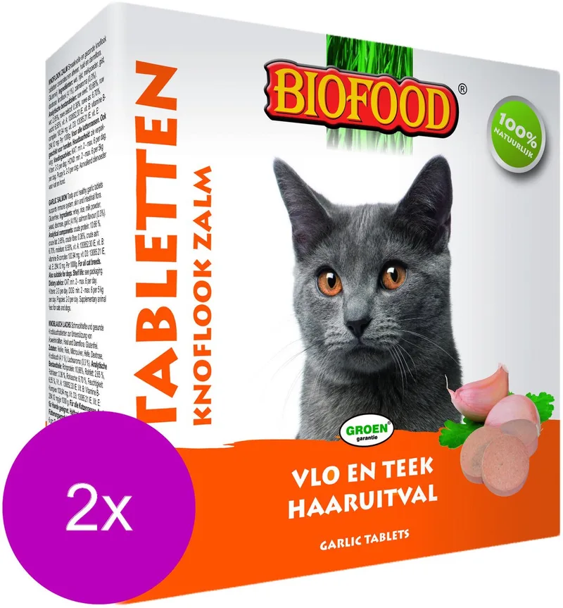 Huid & Vacht - Kat - Snack - Glutenvrij - Knoflook & Zalm - 2 x 60 gr von Biofood – Produktfoto