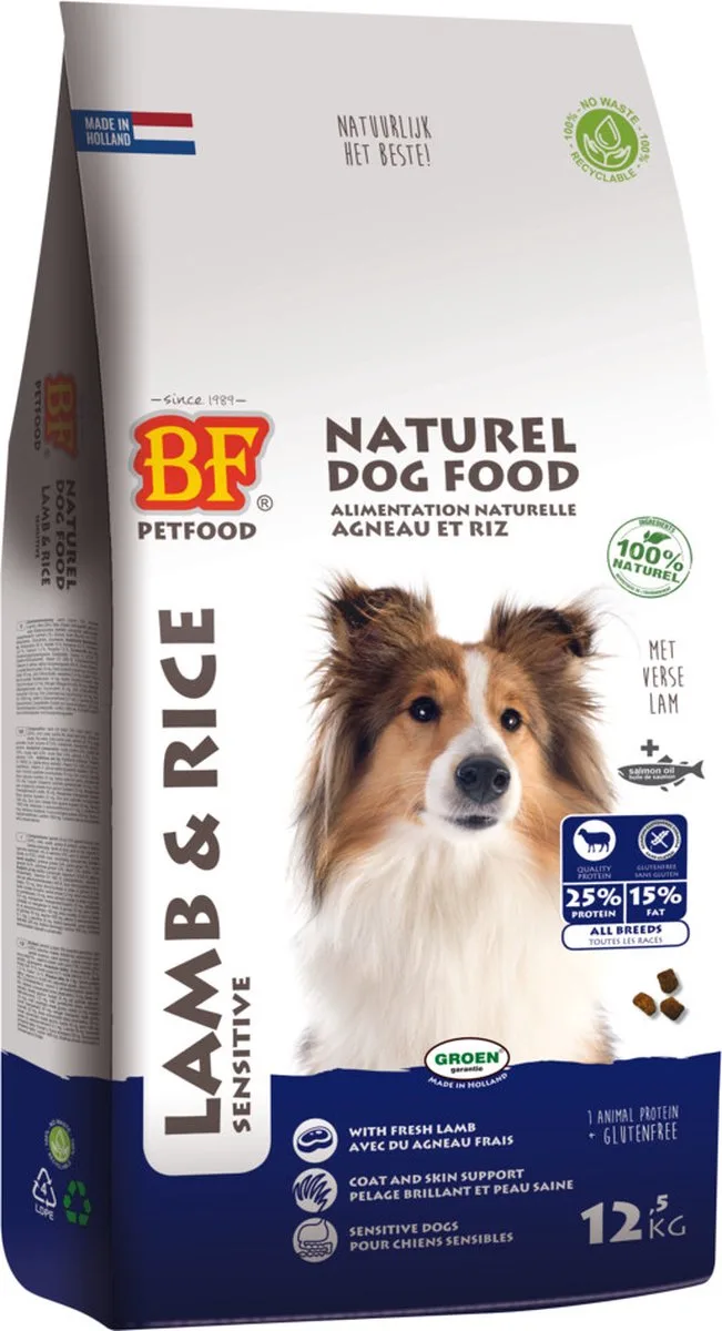 Lam & Rijst Glutenvrij - Hondenvoer - 12.5kg von Biofood – Produktfoto