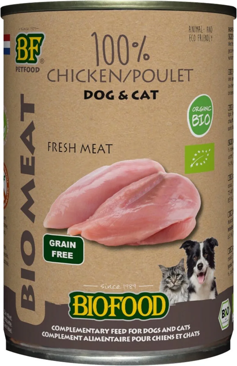 Organic - Biologisch Hondenvoer Natvoer - Kip - 12 x 400 gr NL-BIO-01 de Biofood – photo produit
