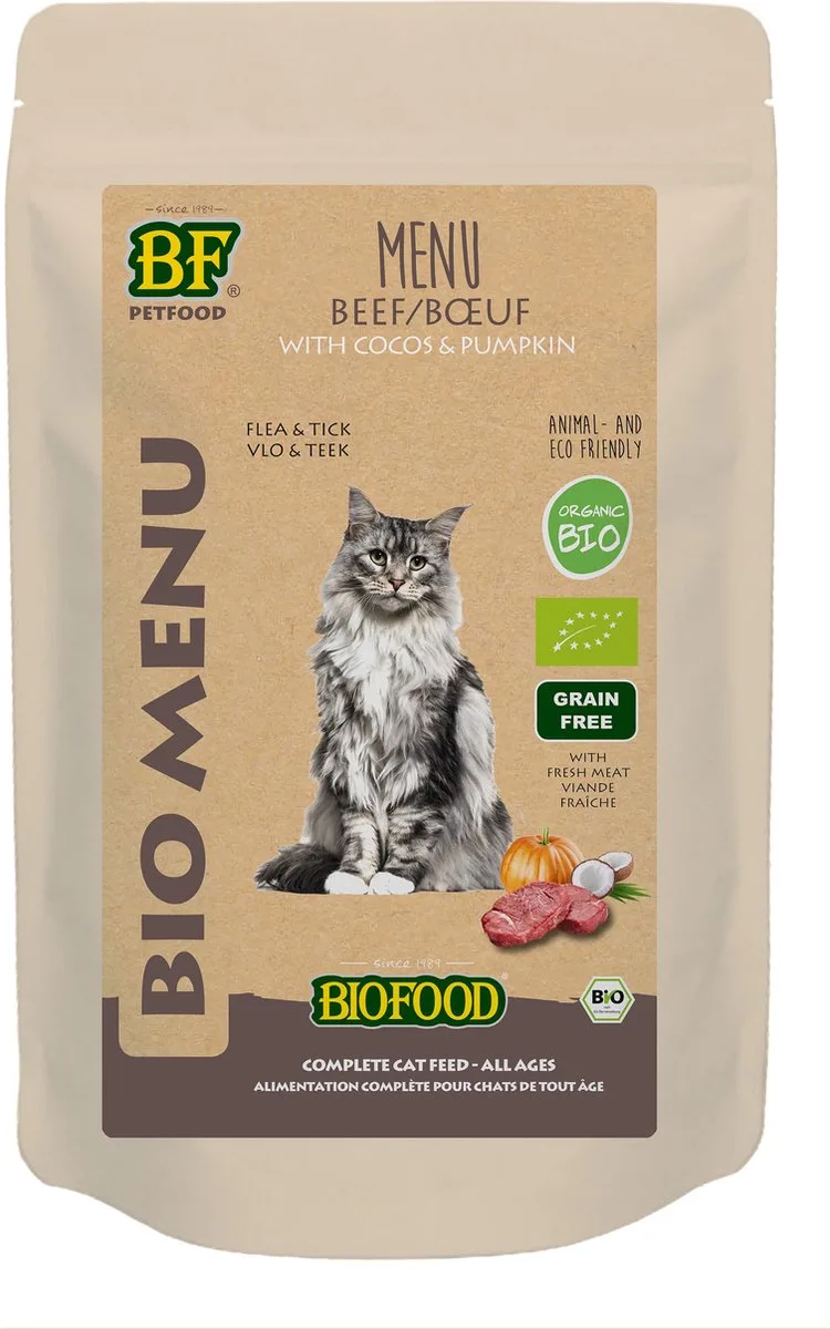 Organic - Biologisch Kattenvoer Natvoer - Rund - 20 x 100 gr NL-BIO-01 fra Biofood – produktbillede