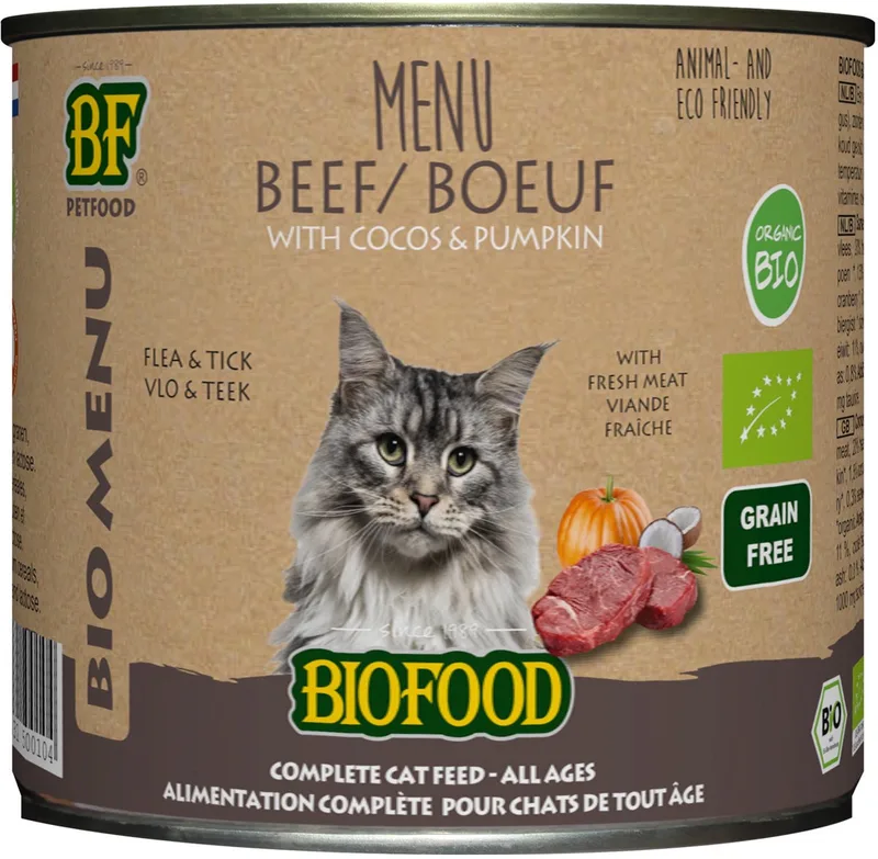 Organic - Biologisch Kattenvoer Natvoer - Rund - 200 gr NL-BIO-01 de Biofood – photo produit