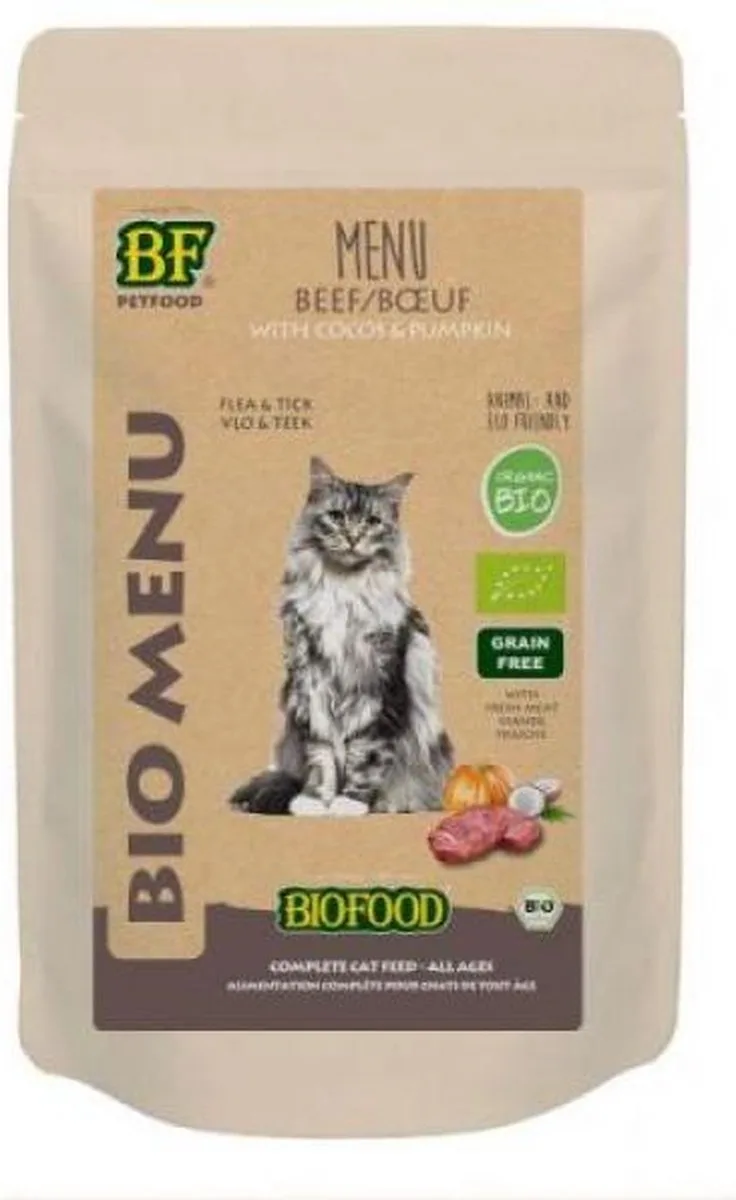 Organic - Biologisch Kattenvoer Natvoer - Verse Rund - 40 x 100 gr NL-BIO-01 by Biofood – product photo