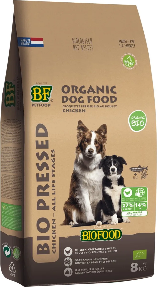 Organic Geperst Tarwevrij - Hondenvoer - 8kg von Biofood – Produktfoto