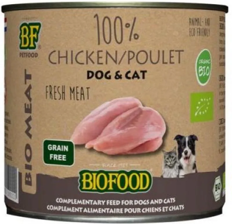 organic kat 100% kip blik kattenvoer 24x 200 gr by Biofood – product photo