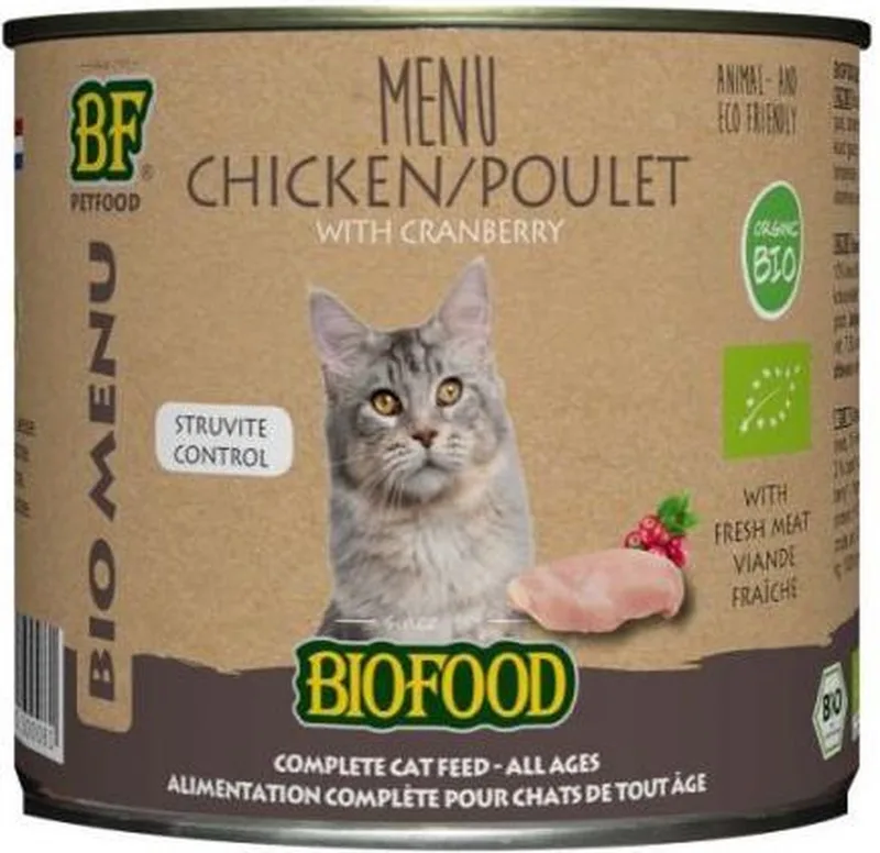 organic kat kip menu blik kattenvoer 24x 200 gr de Biofood – photo produit