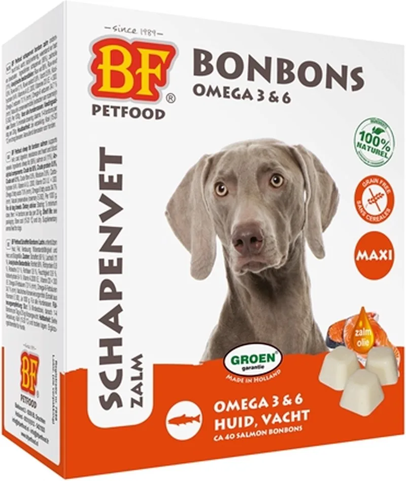 Schapenvet Maxi Bonbons Hondensnack - Zalm - 40 stuks de Biofood – photo produit