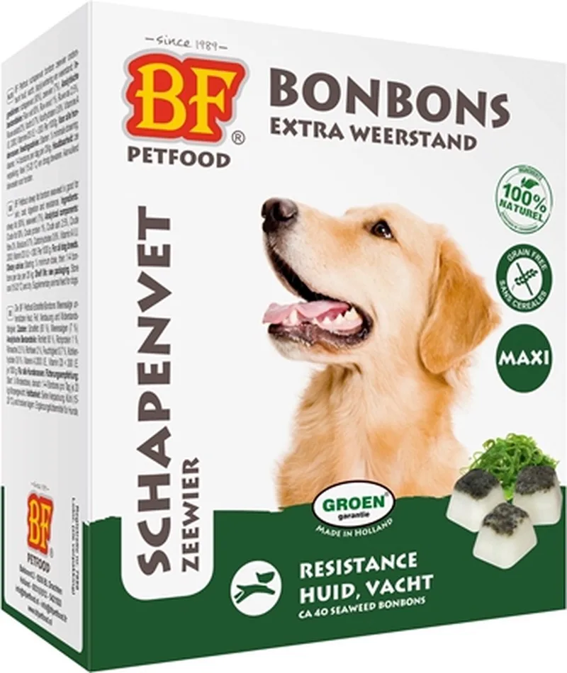 Schapenvet Maxi Bonbons Hondensnack - Zeewier - 40 Stuks de Biofood – photo produit