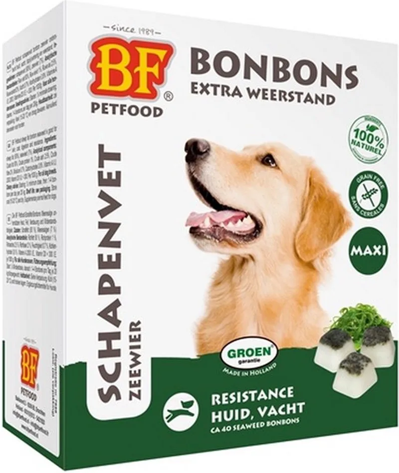 Schapenvet Maxi Bonbons Hondensnack - Zeewier - 40 Stuks by Biofood – product photo