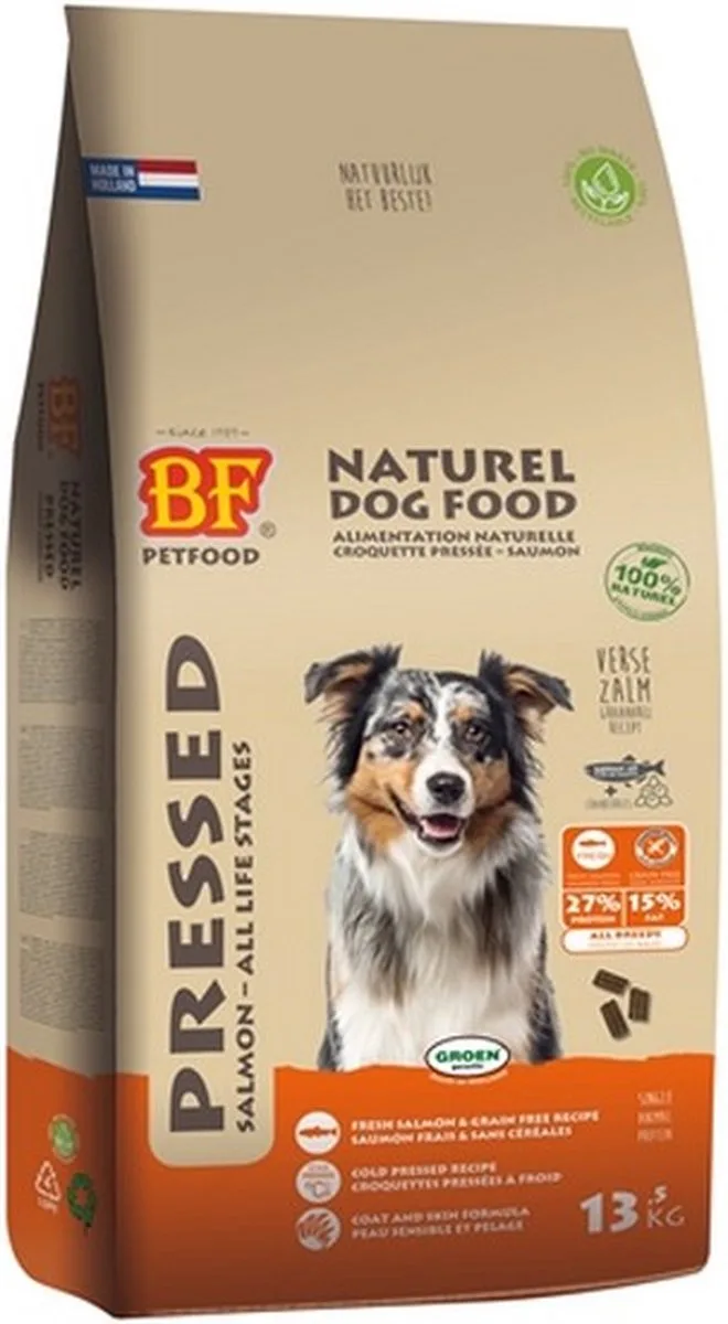 Vleesbrok Geperst Hondenbrokken Zalm 13,5 kg by Biofood – product photo