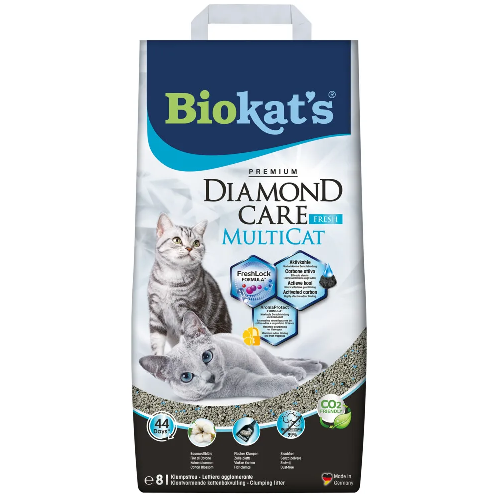 2x Biokat's Kattenbakvulling Diamond Care MultiCat Fresh 8 liter van Biokat's – productfoto