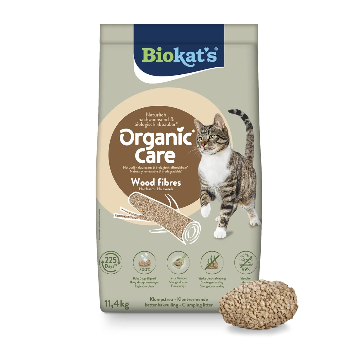 30l (ca. 11,4kg) Biokat’s Organic Care houtvezel kattenbakvulling van Biokat's – productfoto