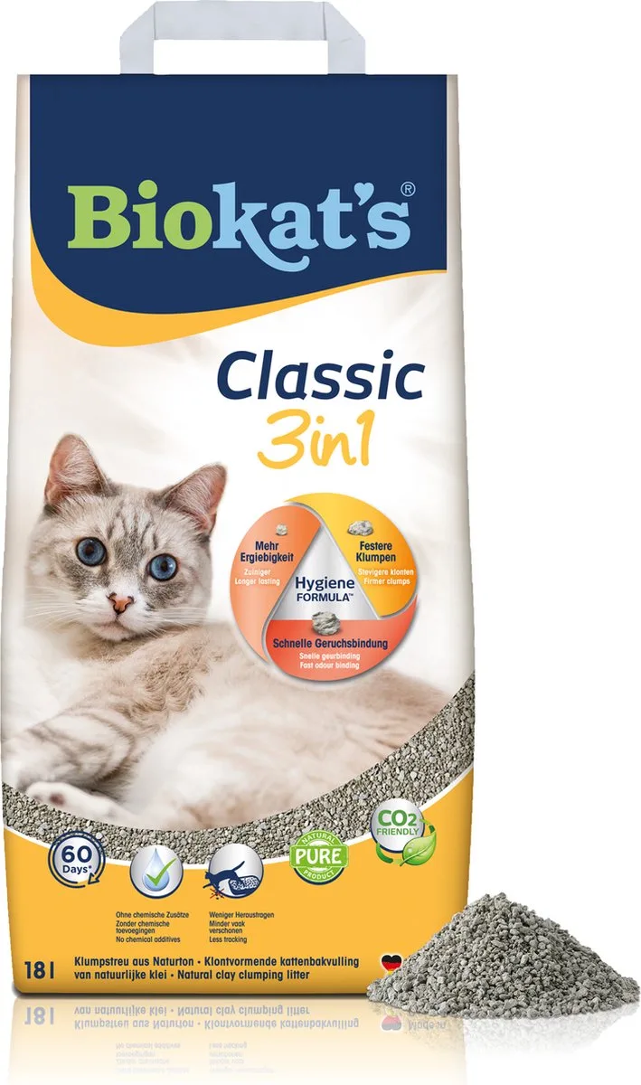 Classic 3in1 - 18 L - Kattenbakvulling - Klontvormend - Zonder geur de Biokat's – photo produit