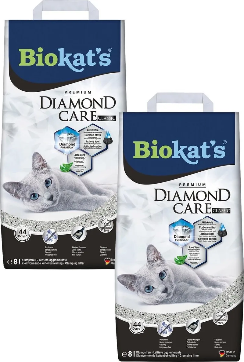 Diamond Care Classic Aloe Vera Geur - Kattenbakvulling - 2 x 8 l de Biokat's – photo produit