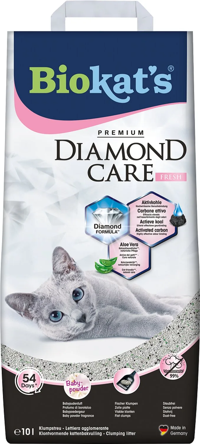 Diamond Care Fresh - 10 L - Kattenbakvulling - Klontvormend - Babypoeder geur - Actieve kool by Biokat's – product photo