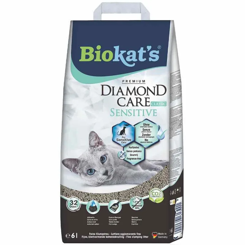 Kattenbakvulling Diamond Care Sensitive - 2 x 6 liter - Voordeelverpakking de Biokat's – photo produit