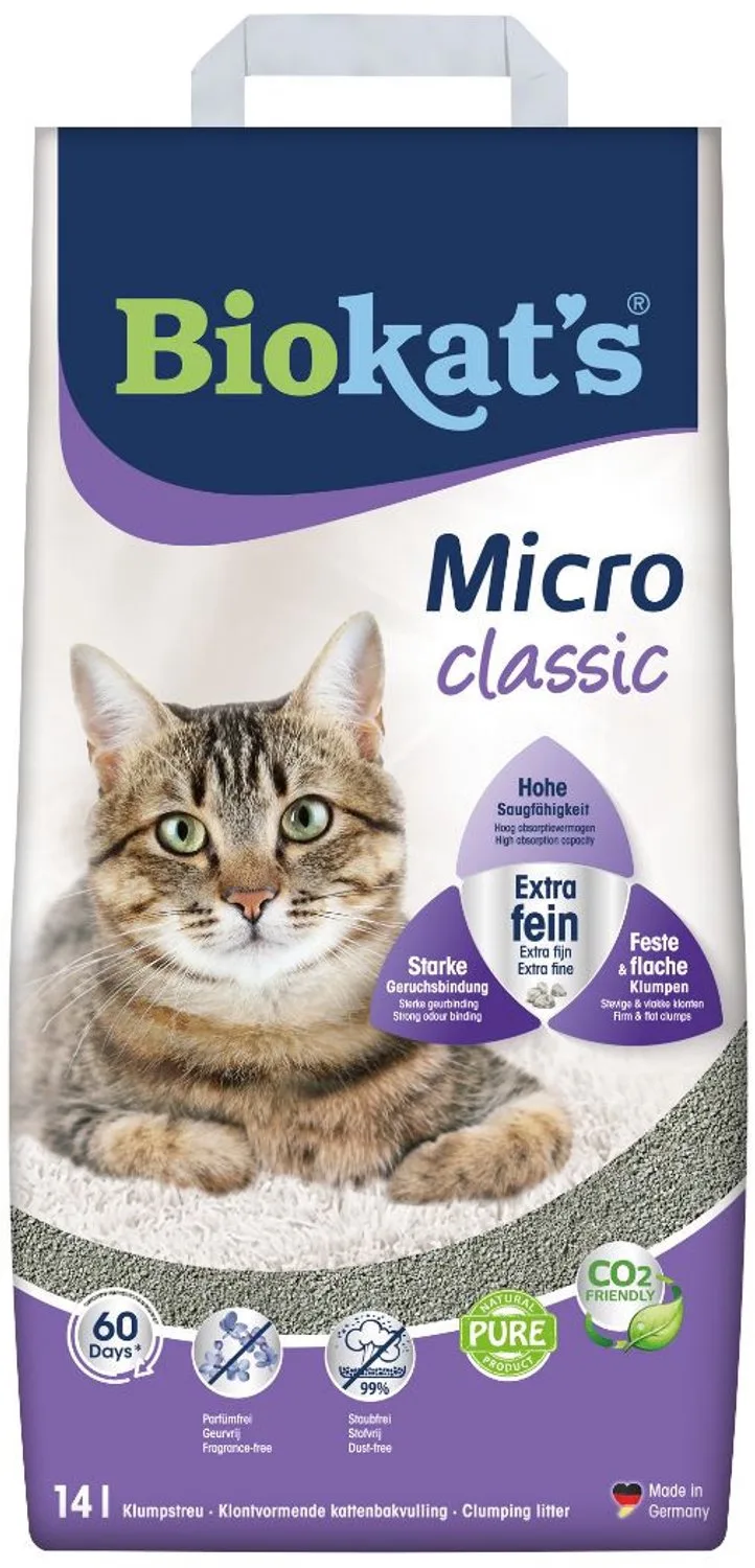 Micro Classic - 14 L - Kattenbakvulling - Klontvormend - Zonder geur de Biokat's – photo produit