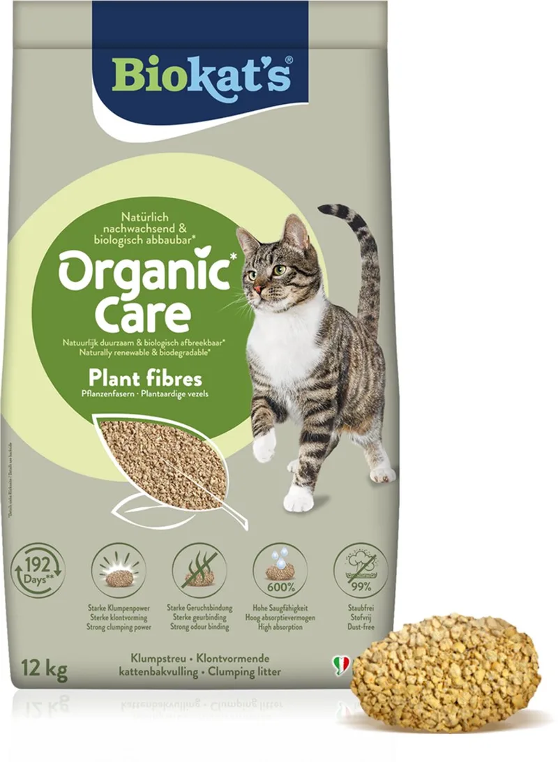 Organic Care Plant fibres - 12 kg - Kattenbakvulling - Klontvormend - Zonder geur de Biokat's – photo produit
