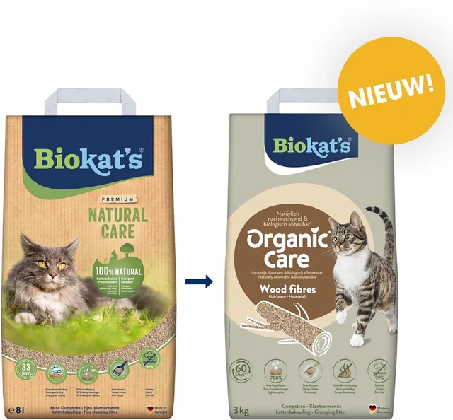 Organic Care Wood - 3 Kg - Kattenbakvulling - Klontvormend - zonder geur