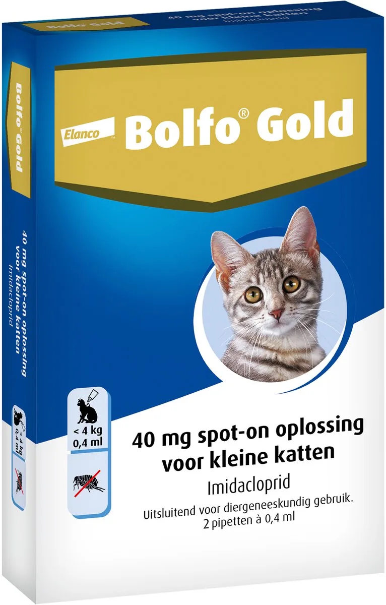 Elanco Vlooiendruppels Kat - Tot 4 kg - 40 mg - 2 pipetten by Bolfo – product photo