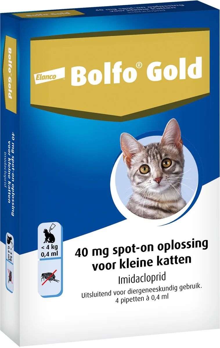 Elanco Vlooiendruppels Kat - Tot 4 kg - 40 mg 4 pipetten von Bolfo – Produktfoto