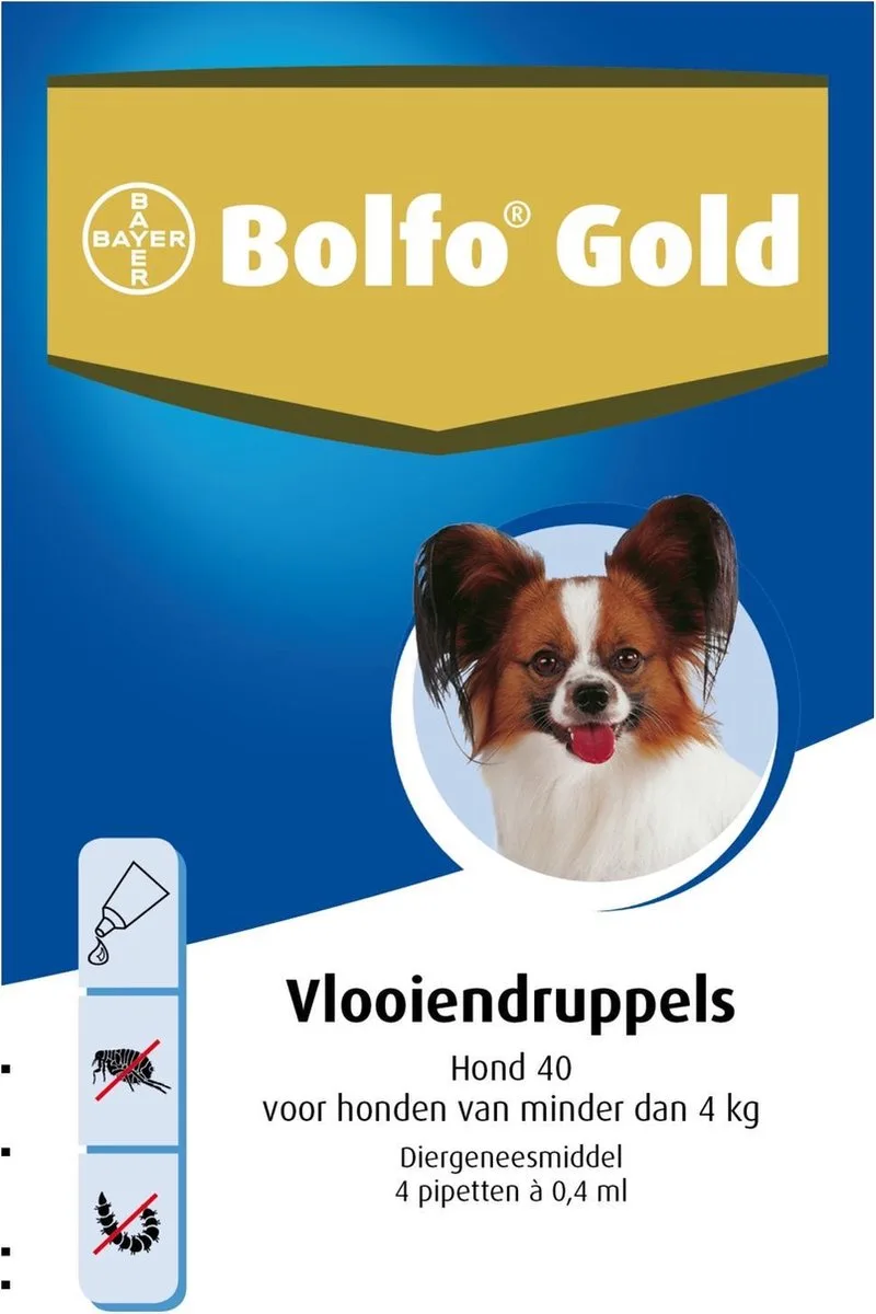 Gold 40 Anti Vlooienmiddel Hond - 0 Tot 4 kg - 4 Pipetten de Bolfo – photo produit