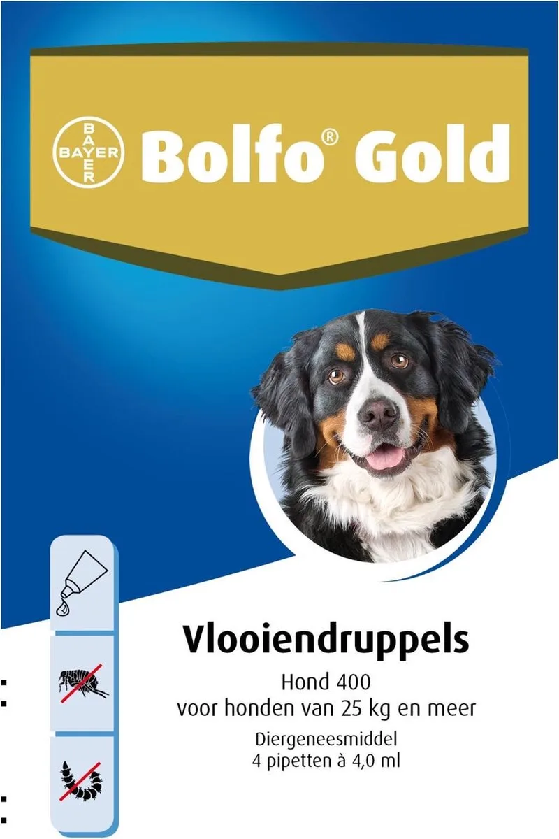 Gold 400 Anti vlooienmiddel - Hond - >25 kg - 4 pipetten de Bolfo – photo produit
