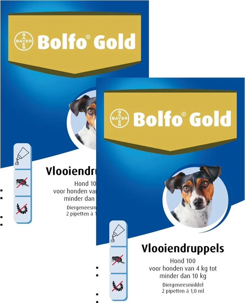 Hond 100 - Anti vlooienmiddel - 2 x 2 stuks 4 - 10 Kg de Bolfo – photo produit