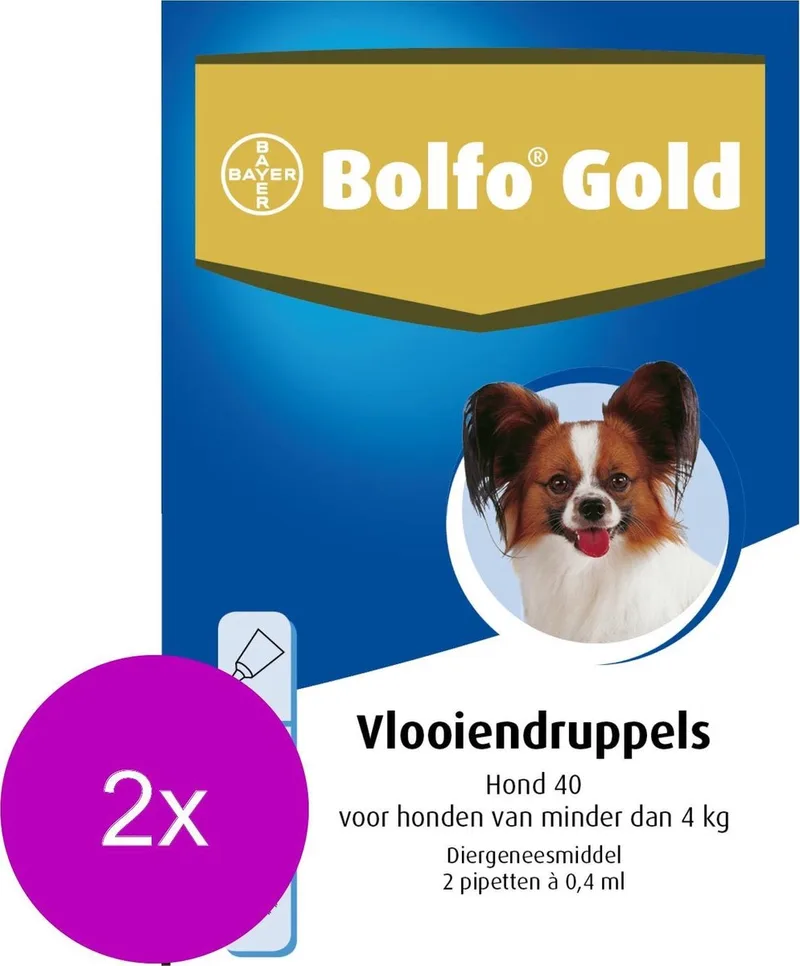 Hond 40 - Anti vlooienmiddel - 2 x 2 stuks 0 - 4 Kg by Bolfo – product photo
