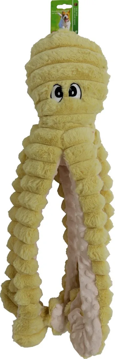 Boon hond speelgoed octopus corduroy met piep 65cm - 1 stuk by Boony in Yellow – product photo