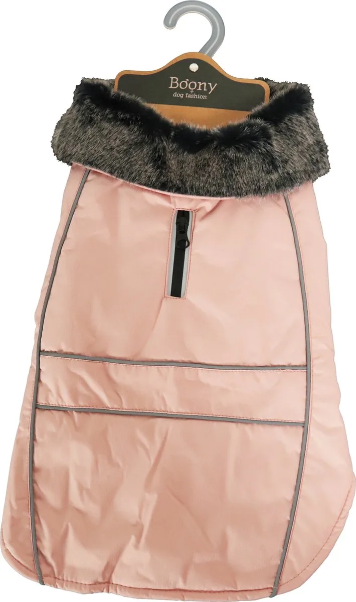 Hondenjas - Parka met Bontkraag - Kleur: Zacht - Ruglengte: 35 cm de Boony en Rose – photo produit