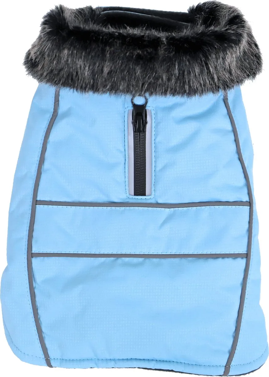 Hondenjas Waterdicht met bontkraag - Kleur: - Ruglengte: 25 cm de Boony en Bleu clair – photo produit