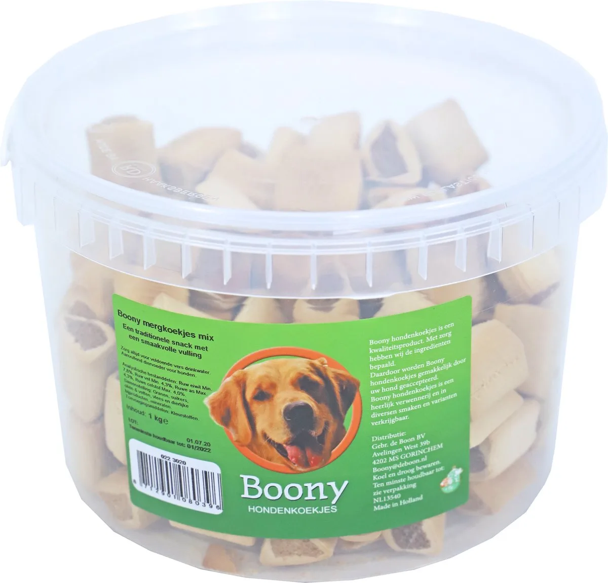 hondenkoek mergkoekjes mix, emmer a 1000 gram de Boony – photo produit