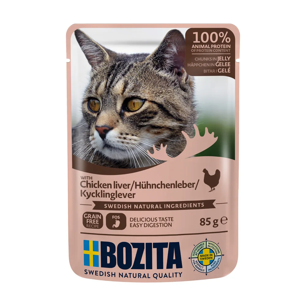 12x85g Stukjes in Gelei Pouch Kippenlever Bozita Kattenvoer by Bozita – product photo