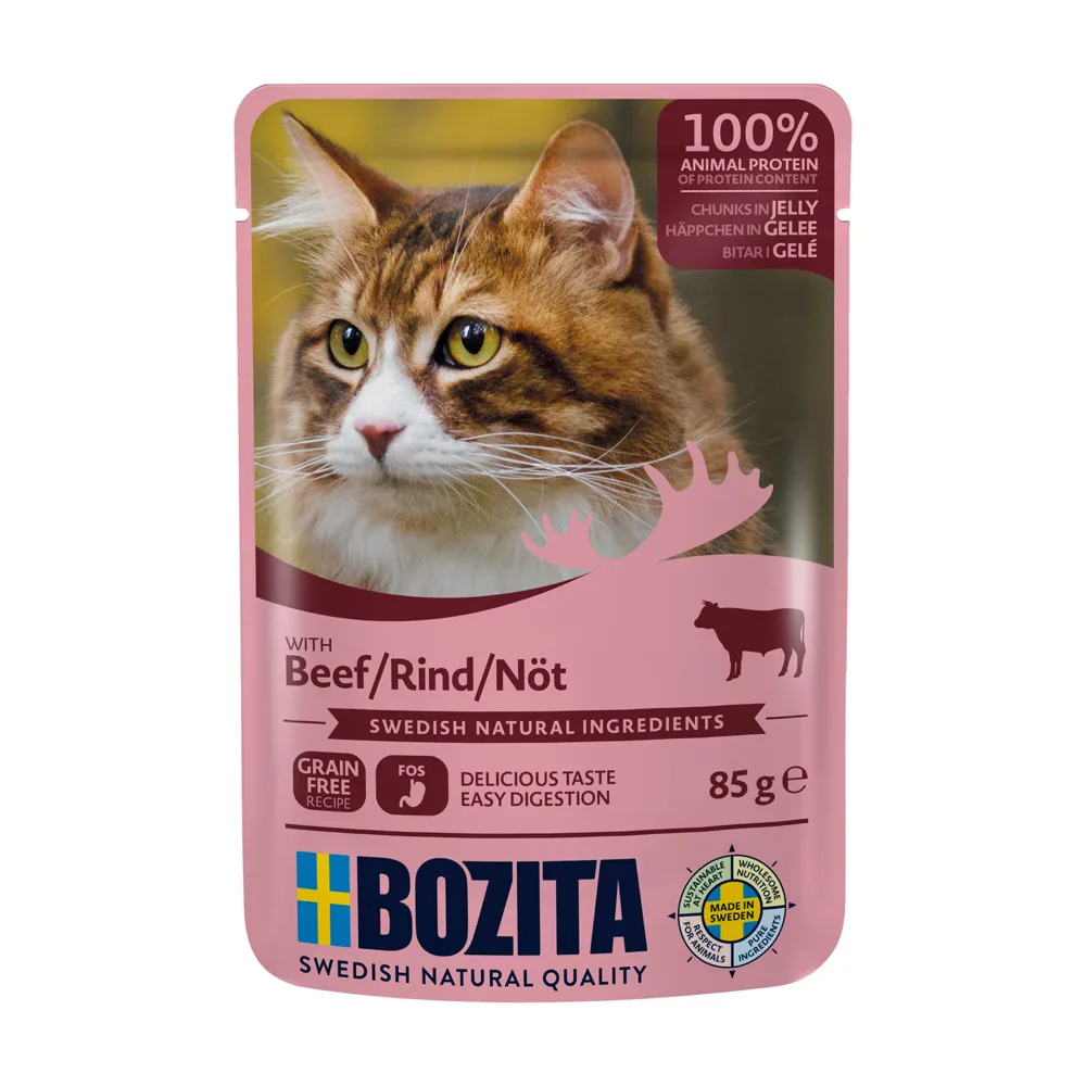 12x85g Stukjes in Gelei Pouch Rund Bozita Kattenvoer van Bozita – productfoto
