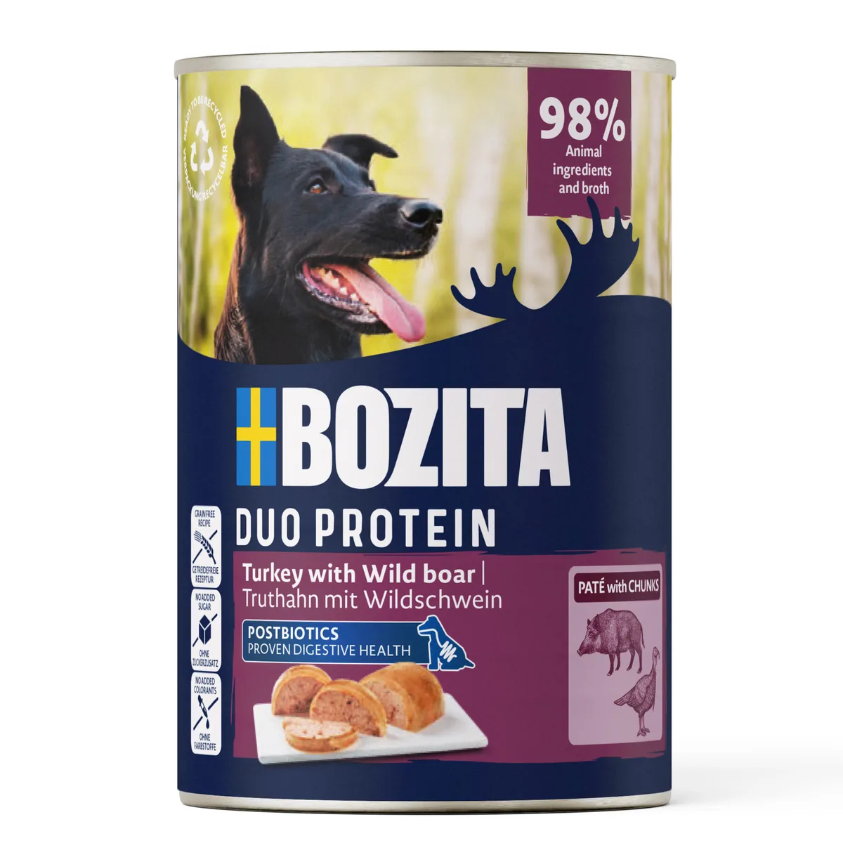 6x400g Bozita Dog Pate Kalkoen met Wildzwein natvoer voor honden by Bozita – product photo