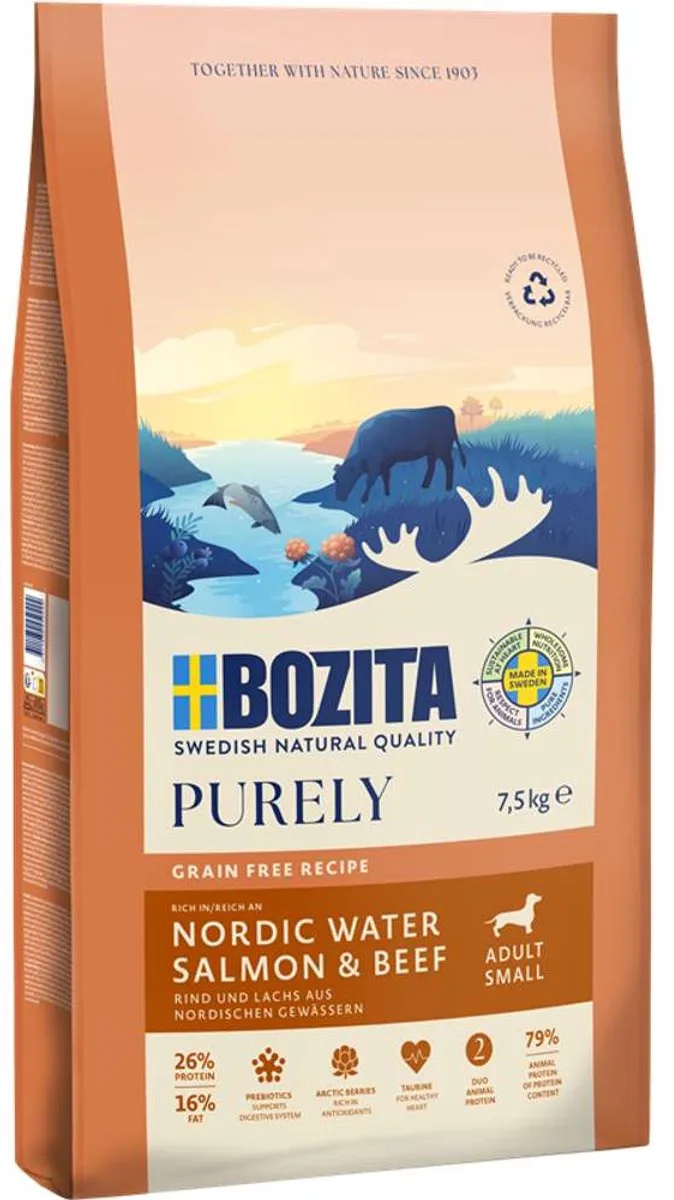 Dog Purely Small Lachs & Rind | 7,5kg by Bozita – product photo