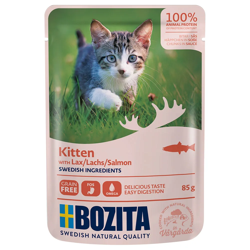 Hapjes in Saus Kitten 12 x 85 g Kattenvoer - Zalm van Bozita – productfoto