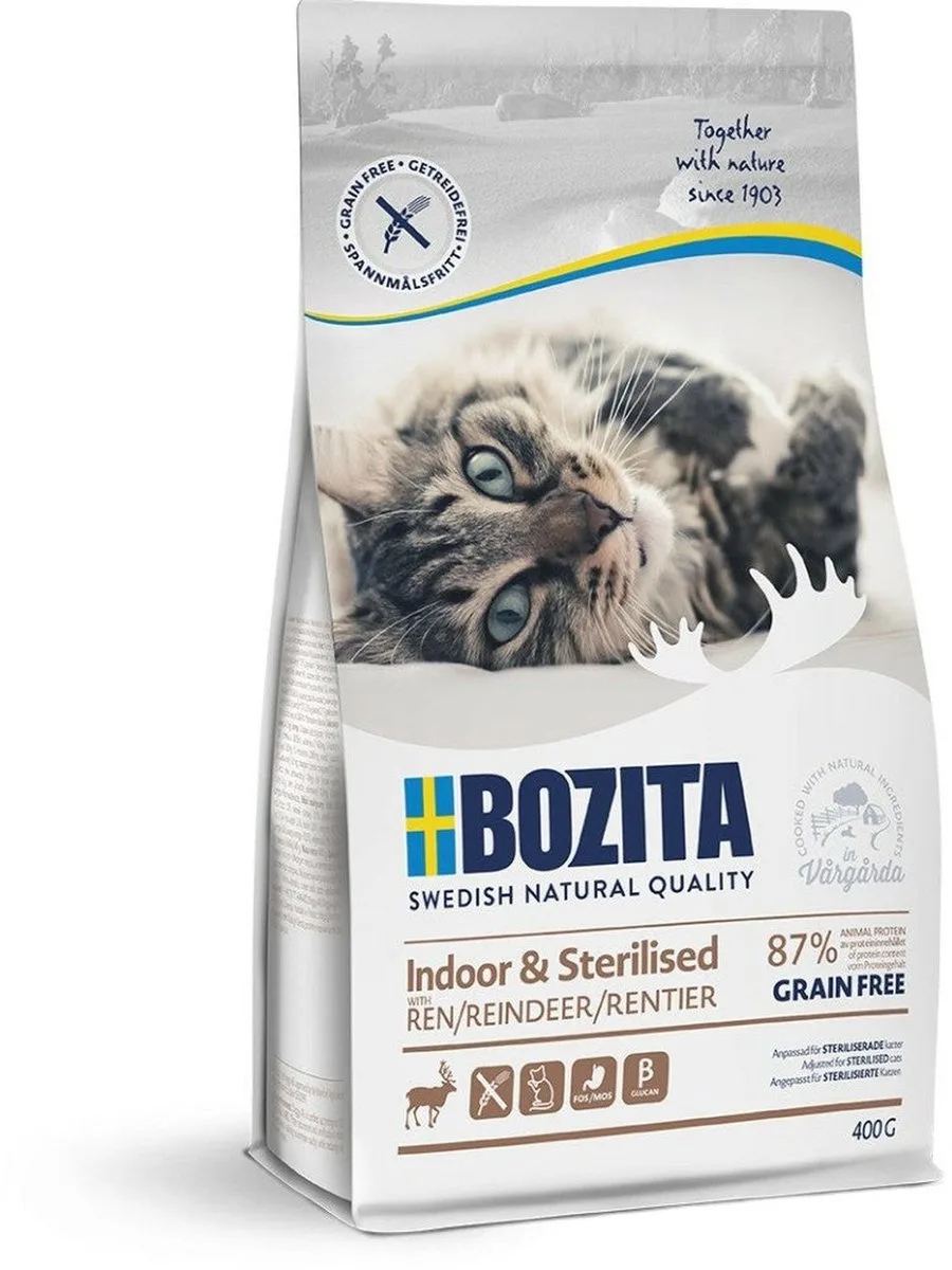 Indoor & Sterilised Graanvrij Reindeer 400 gram fra Bozita – produktbillede