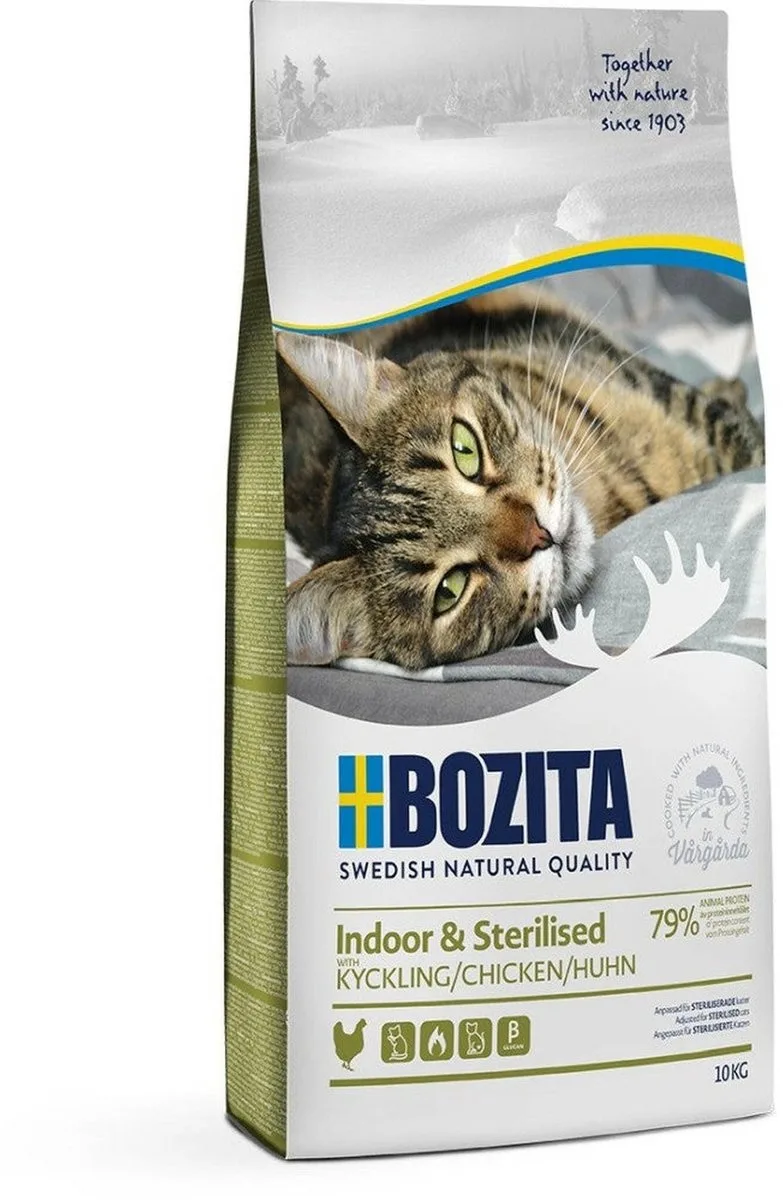 Indoor & Sterilised - Kattenvoer - Kip - L-karnitine - 10kg von Bozita – Produktfoto