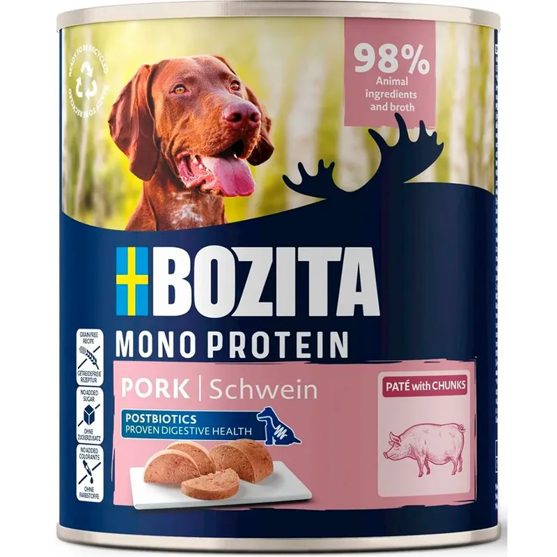 Monoproteïne Paté Varkensvlees Nat Hondenvoer 800 G de Bozita – photo produit