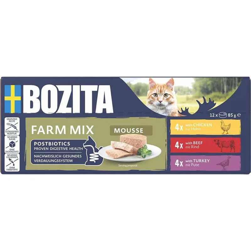 Mousse Mixed Farm 12 x 85 g, Nassfutter für: Katze von Bozita – Produktfoto 2 von 5