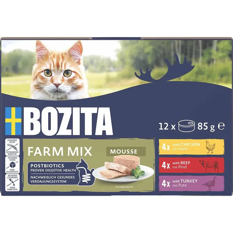 Mousse Mixed Farm 12 x 85 g, Nassfutter für: Katze von Bozita – Produktfoto 4 von 5