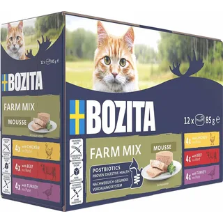 Mousse Mixed Farm 12 x 85 g, Nassfutter für: Katze von Bozita – Produktfoto 3 von 5