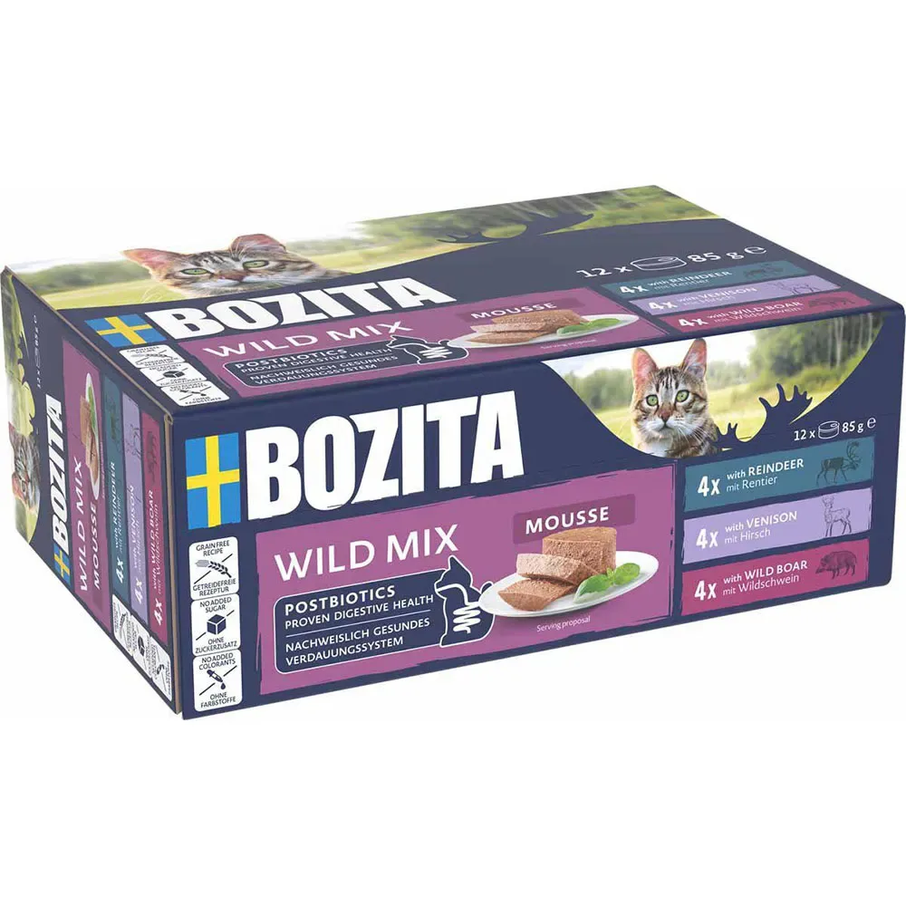 Mousse Viltmix 12x85g Våtfoder För Katt von Bozita – Produktfoto