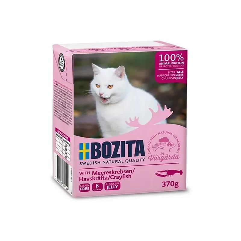 Nassfutter Für Katzen Mit Stückchen In Soße Und Garnelen 370g von Bozita – Produktfoto